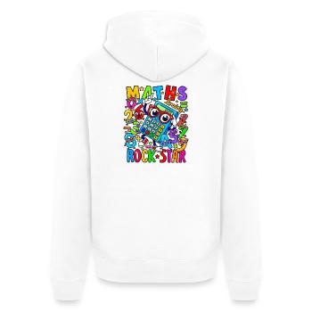 Math Rock Star Rechner Neon - Unisex Premium Bio Zip Hoodie - Weiß - Hinten - Thijin (182cm)
