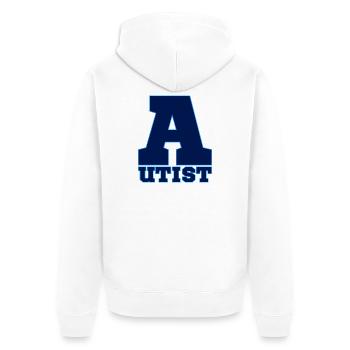 Autist - Unisex Premium Bio Zip Hoodie - Weiß - Hinten - Thijin (182cm)