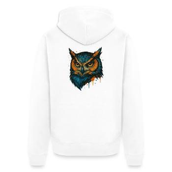Farbige Eulenkopf Splashkunst - Unisex Premium Bio Zip Hoodie - Weiß - Hinten - Thijin (182cm)