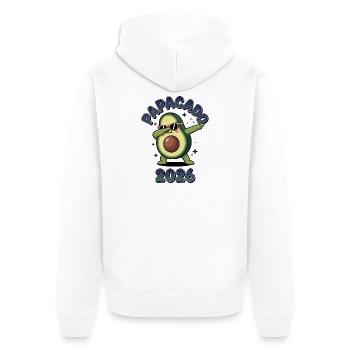 Papacado 2026 Avocado Dance Baby Dad Becoming a Dad - Unisex Premium Organic Zip Hoodie - white - Back - Thijin (182cm)