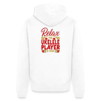 Ukulélé hawaïen Ukulélé Détendez-vous - Veste à capuche bio Premium Unisexe - blanc - Dos - Thijin (182cm)