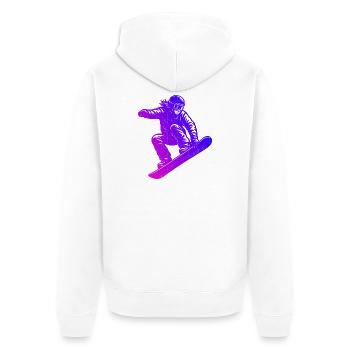 Snowboard motif for real lovers - Unisex Premium Organic Zip Hoodie - white - Back - Thijin (182cm)