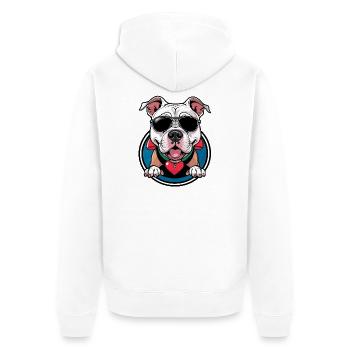 Bulldogge mit Sonnenbrille Cartoon - Unisex Premium Bio Zip Hoodie - Weiß - Hinten - Thijin (182cm)