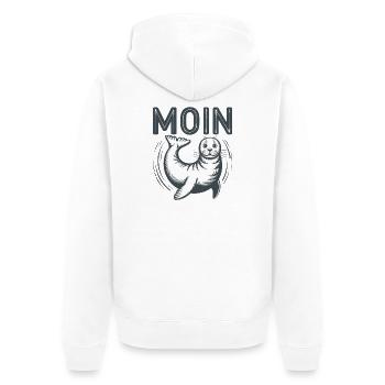 Seehund Robbe Ostsee Nordsee Moin - Unisex Premium Bio Zip Hoodie - Weiß - Hinten - Thijin (182cm)