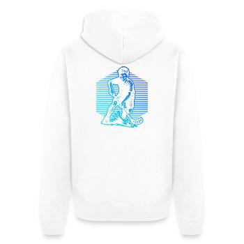 Un motif réservé au floorball - Veste à capuche bio Premium Unisexe - blanc - Dos - Thijin (182cm)