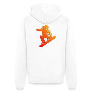 Conception simple et intemporelle du snowboard - Veste à capuche bio Premium Unisexe - blanc - Dos - Thijin (182cm)