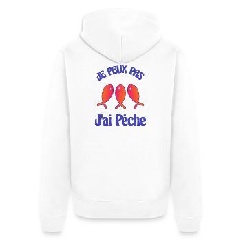 ICH KANN NICHT. ICH HABE GEFIEDERT. FISCHER. HUMOR. RUHESTAND - Unisex Premium Bio Zip Hoodie - Weiß - Hinten - Thijin (182cm)