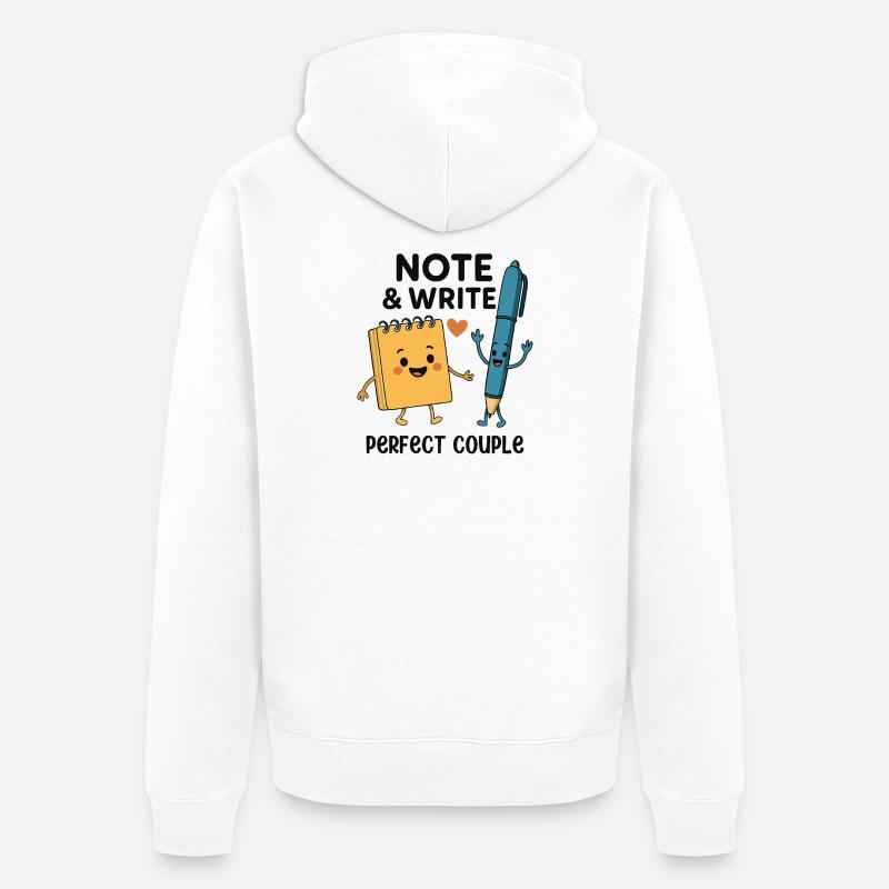 Note & Write Perfect Couple Fun Design - Veste à capuche bio Premium Unisexe - blanc