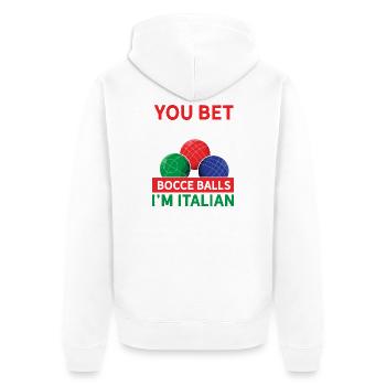 Funny Italian Bocce Ball Player Sports Design - Unisex Premium Bio Zip Hoodie - Weiß - Hinten - Thijin (182cm)
