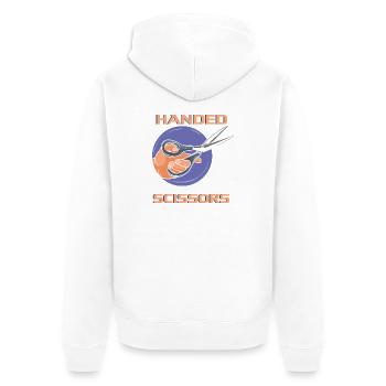 Funny Left Handed Scissors Southpaw Graphic - Unisex Premium Bio Zip Hoodie - Weiß - Hinten - Thijin (182cm)