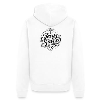 Jésus sauve la croix de manière chrétienne - Veste à capuche bio Premium Unisexe - blanc - Dos - Thijin (182cm)