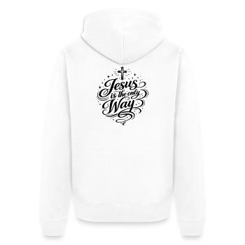 Jesus ist der einzige Weg - Unisex Premium Bio Zip Hoodie - Weiß - Hinten - Thijin (182cm)