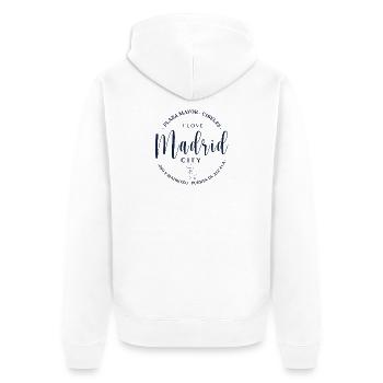 Madrid City Love - Unisex Premium Organic Zip Hoodie - white - Back - Thijin (182cm)