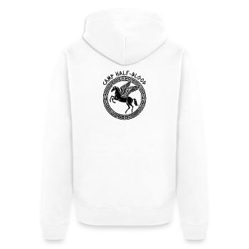 Camp Halbblut Fliegendes Pferd Camping Halbblut - Unisex Premium Bio Zip Hoodie - Weiß - Hinten - Thijin (182cm)