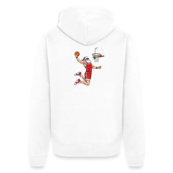 Dunking Santa Holiday Basketball Spirit Bold  - Unisex Premium Organic Zip Hoodie - white - Back - Thijin (182cm)
