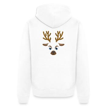 Rentiergesicht niedliches Weihnachts-Weihnachtstier - Unisex Premium Bio Zip Hoodie - Weiß - Hinten - Thijin (182cm)