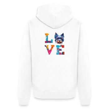 Miniature Schnauzer Love Colorful Paint Splatter - Unisex Premium Organic Zip Hoodie - white - Back - Thijin (182cm)