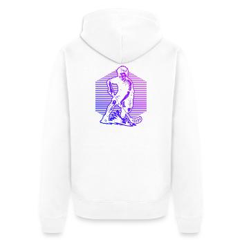 Floorball Illustration für Unihockey - Unisex Premium Bio Zip Hoodie - Weiß - Hinten - Thijin (182cm)