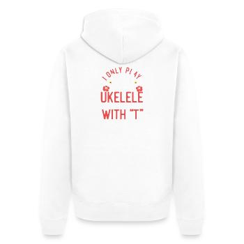 Ukulélé hawaïen que je ne joue que - Veste à capuche bio Premium Unisexe - blanc - Dos - Thijin (182cm)