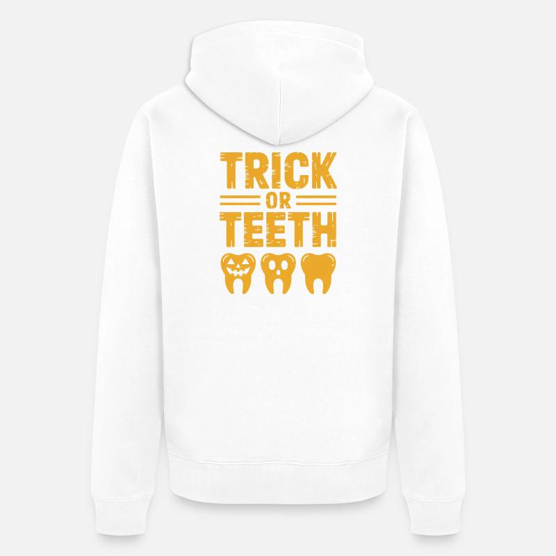 T-shirts Halloween Trick or Teeth - Veste à capuche bio Premium Unisexe - blanc
