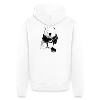 Coffee Polar Bear - Unisex Premium Organic Zip Hoodie - white - Back - Thijin (182cm)