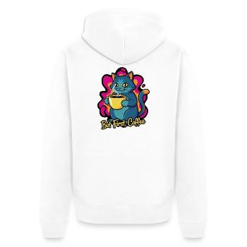 Coffee Cat – But First Coffee - Unisex Premium Organic Zip Hoodie - white - Back - Thijin (182cm)