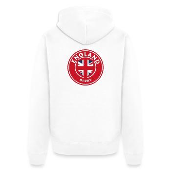 England Derby emblem shield - Unisex Premium Organic Zip Hoodie - white - Back - Thijin (182cm)