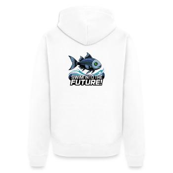 Motif du futur poisson nageur - Veste à capuche bio Premium Unisexe - blanc - Dos - Thijin (182cm)