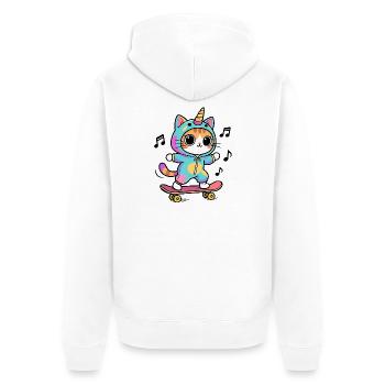 Chat Licorne - Veste à capuche bio Premium Unisexe - blanc - Dos - Thijin (182cm)