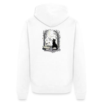 Cozy Nights Cozy Goth Katze - Unisex Premium Bio Zip Hoodie - Weiß - Hinten - Thijin (182cm)