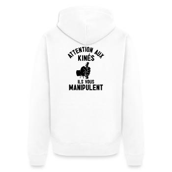 Les_kinés_vous_manipulent - Veste à capuche bio Premium Unisexe - blanc - Dos - Thijin (182cm)