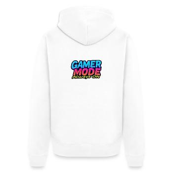 Gamer-Modus immer an - Unisex Premium Bio Zip Hoodie - Weiß - Hinten - Thijin (182cm)