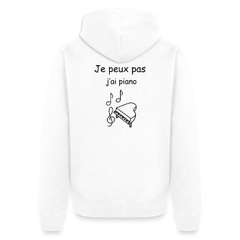 I can't I have piano - Unisex Premium Organic Zip Hoodie - white - Back - Thijin (182cm)