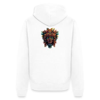 Aztekische Maske mit Federn - Unisex Premium Bio Zip Hoodie - Weiß - Hinten - Thijin (182cm)