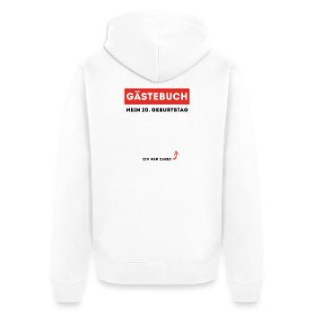 20. Geburtstag 20 Jahre Gästebuch Geburtstagsfeier - Unisex Premium Bio Zip Hoodie - Weiß - Hinten - Thijin (182cm)