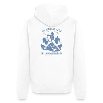 Außerirdische Eishockeyspieler UFO Silhouette Desi - Unisex Premium Bio Zip Hoodie - Weiß - Hinten - Thijin (182cm)
