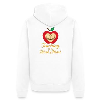 Apple Heart and Book – Lehren - Unisex Premium Bio Zip Hoodie - Weiß - Hinten - Thijin (182cm)
