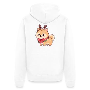 Hund-Rentier, Weihnachts-Süßes Fest - Unisex Premium Bio Zip Hoodie - Weiß - Hinten - Thijin (182cm)