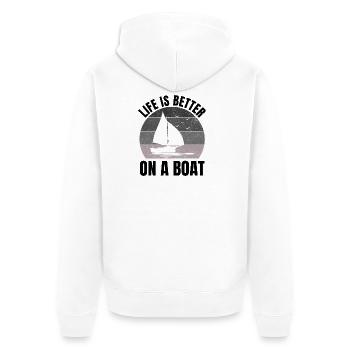 Passionnés de bateaux Plaisanciers Voiliers Pêche en voilier - Veste à capuche bio Premium Unisexe - blanc - Dos - Thijin (182cm)