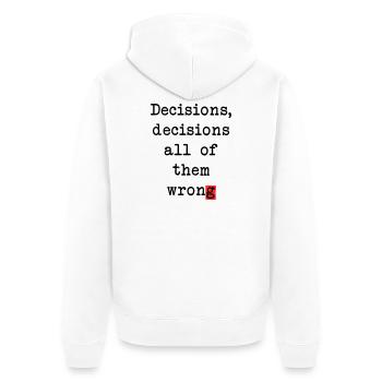 Falsche Entscheidungen Club - Unisex Premium Bio Zip Hoodie - Weiß - Hinten - Thijin (182cm)