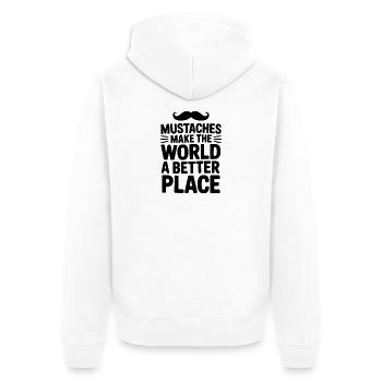 Schnurrbärte machen die Welt zu einem besseren Ort - Unisex Premium Bio Zip Hoodie - Weiß - Hinten - Thijin (182cm)