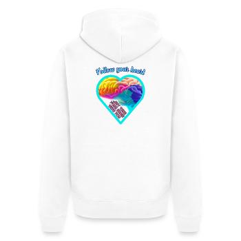 Gehirn & Herz - Unisex Premium Bio Zip Hoodie - Weiß - Hinten - Thijin (182cm)