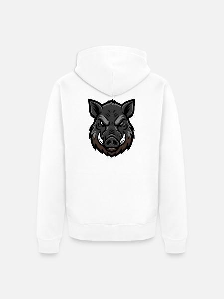 Wildschwein Kopf Maskottchen Aggressiv - Unisex Premium Bio Zip Hoodie - Weiß
