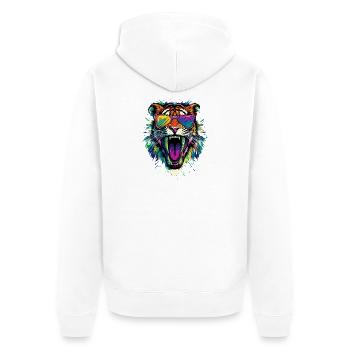 Säbelzahntiger Smilodon Raubkatze Säbelzahn Tiger - Unisex Premium Bio Zip Hoodie - Weiß - Hinten - Thijin (182cm)