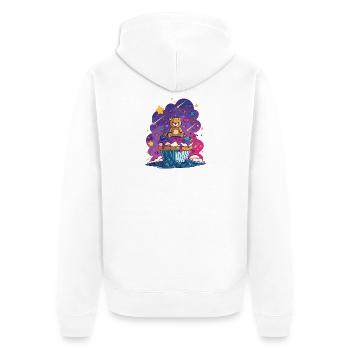Teddybär Cupcake im Kosmos - Unisex Premium Bio Zip Hoodie - Weiß - Hinten - Thijin (182cm)