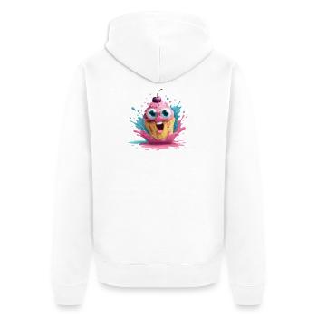 Colorful cupcake with face - Unisex Premium Organic Zip Hoodie - white - Back - Thijin (182cm)