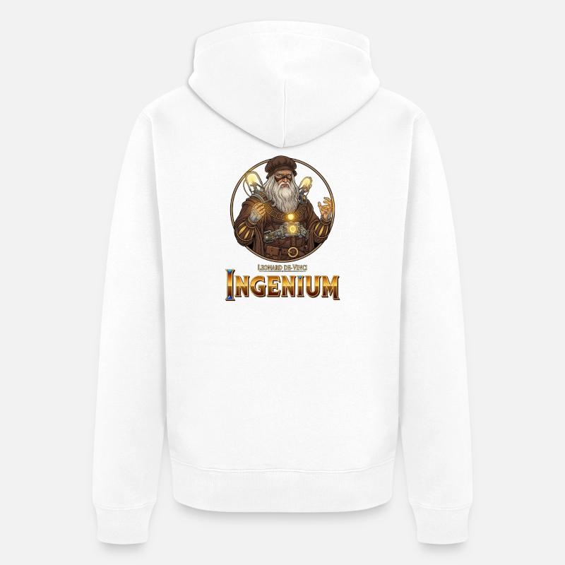 Ingenium Léonardo: Sorcier Steampunk - Veste à capuche bio Premium Unisexe - blanc