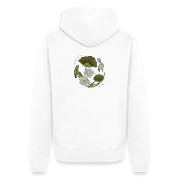 White Lotus: Zeshin’s Serenity  Japanese Botanical - Unisex Premium Organic Zip Hoodie - white - Back - Thijin (182cm)
