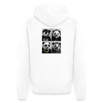 Panda - Unisex Premium Bio Zip Hoodie - Weiß - Hinten - Thijin (182cm)