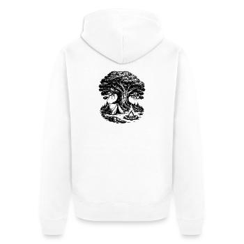 Camping Zelt Wald Baum - Unisex Premium Bio Zip Hoodie - Weiß - Hinten - Thijin (182cm)